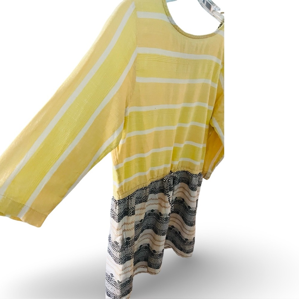 Ace & Jig 100% Cotton Yellow and Black Striped Dress w/Pockets